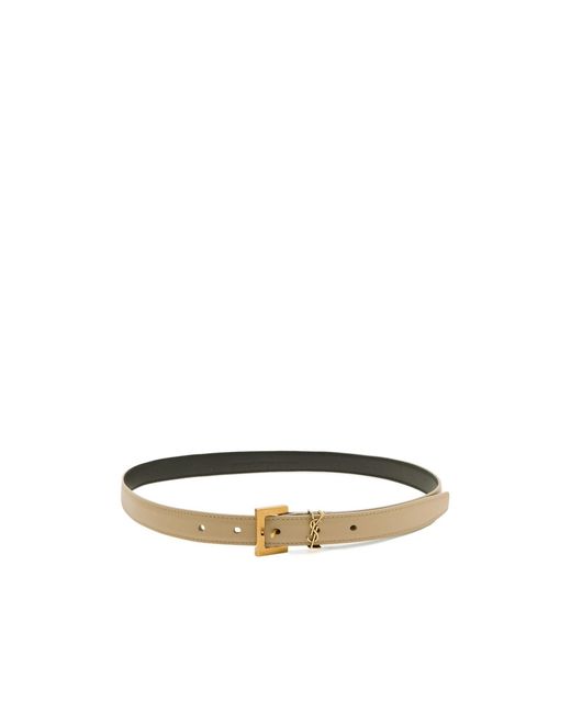 Saint Laurent White Logo Leather Belt