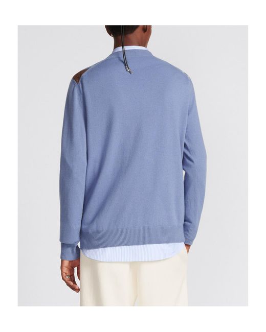 Dior Blue V-Necked Cashmere Sweater for men