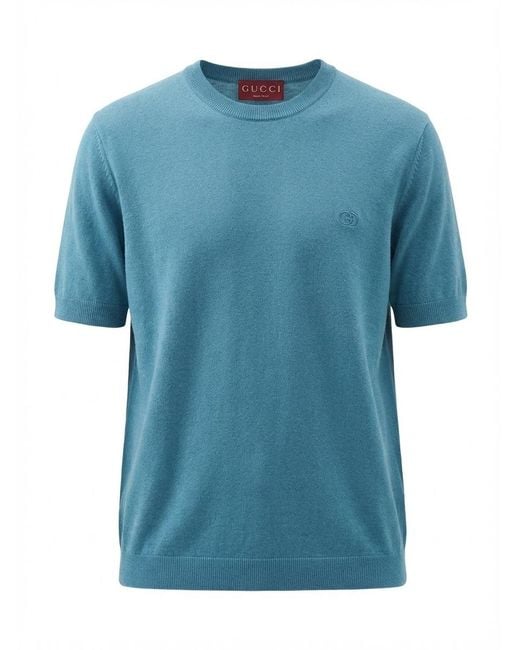 Gucci Blue Short Sleeve Crew-Neck Sweater for men