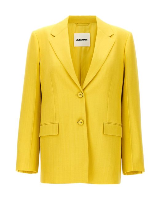 Jil Sander Yellow Single-Breasted Tailored Blazer