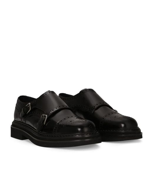 Dolce & Gabbana Black Round Head Loafer Shoes for men