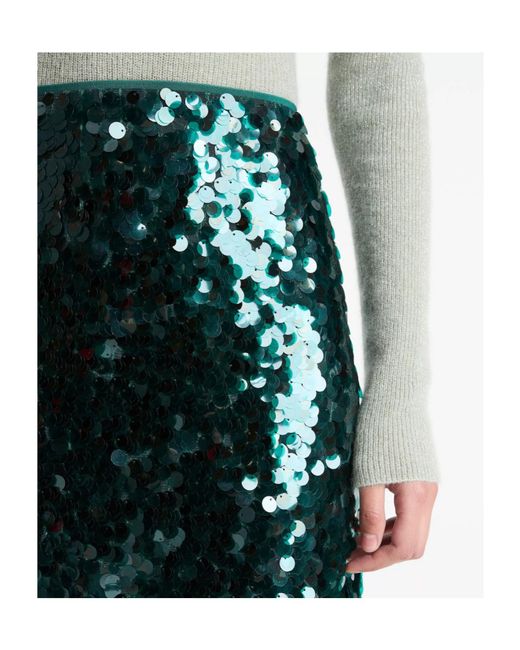 Vince Green Sequined Midi Skirt