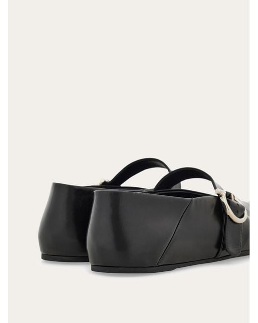 Ferragamo Black Gancini Ballet Flat