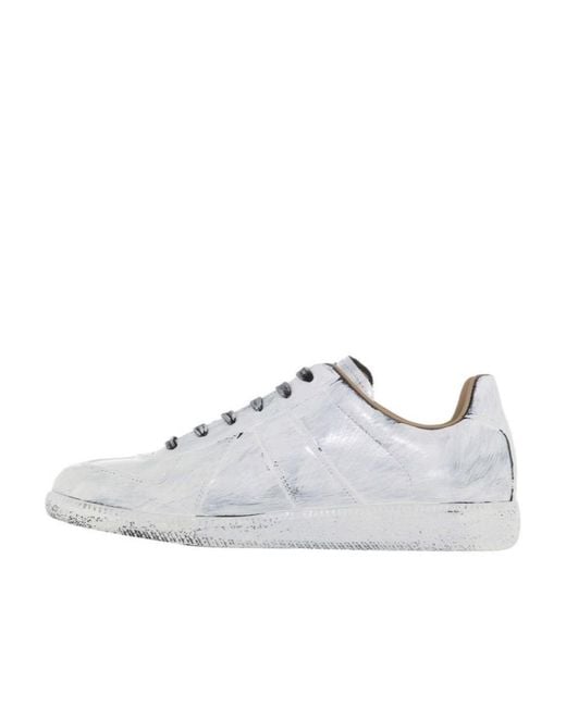 Maison Margiela White Replica Paint Effect Sneakers for men