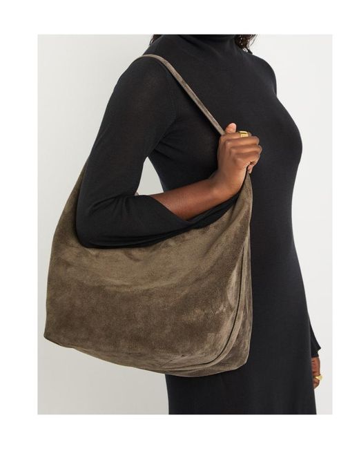 Totême Brown Belted Suede Tote
