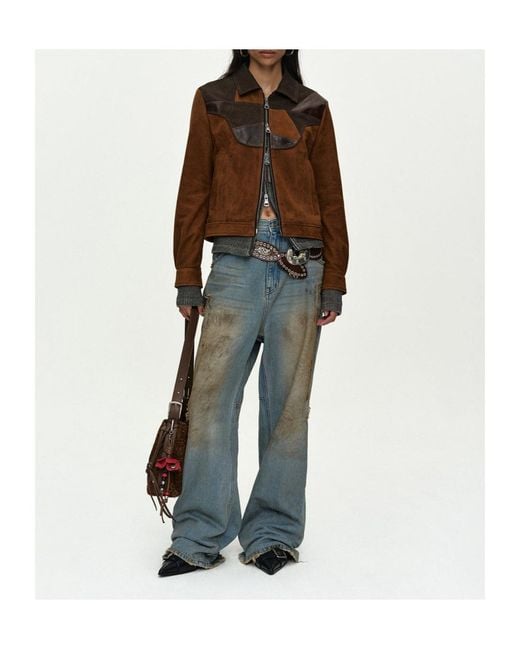 ANDERSSON BELL Blue Ripped Wide-Leg Jeans for men