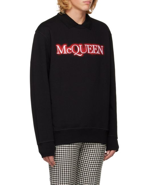 McQueen Black Logo Printed Crewneck Sweatshirt for men