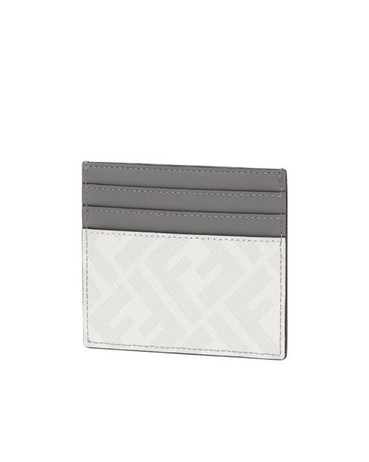 Fendi White Fabric Card Holder for men
