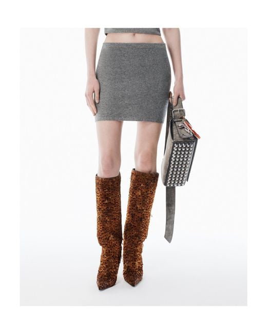 Alexander Wang Gray Wool-Blend Hotfix Miniskirt