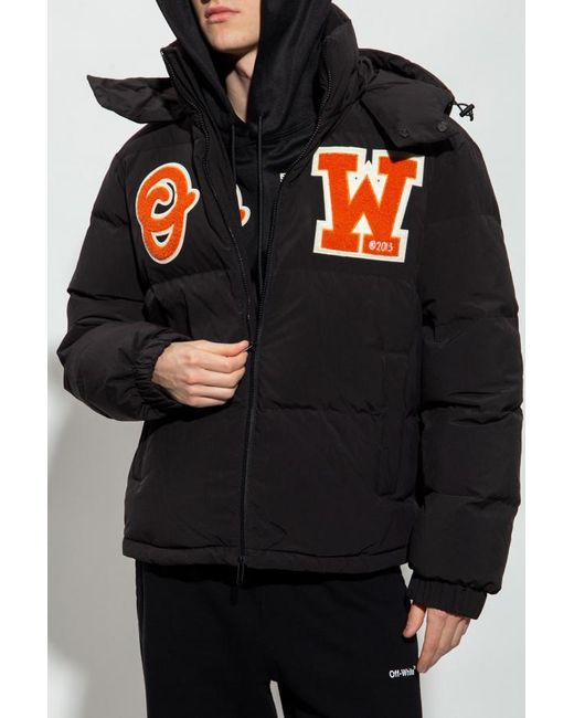 Off-White c/o Virgil Abloh Black Zip-Up Long-Sleeved Puffer Coat for men