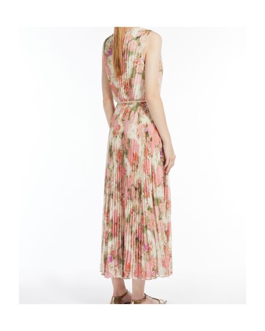 Max Mara Pink Studio Belted Waist Printed Emery Dress