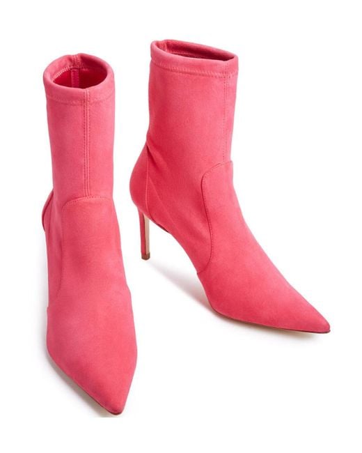 Stuart Weitzman Pink Pointed-Toe High-Ankle Boots