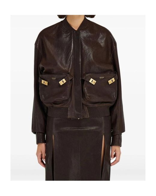 Ferragamo Black Leather Outerwears
