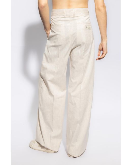 Amiri White Pleat Front High-Waist Wide-Leg Trousers for men