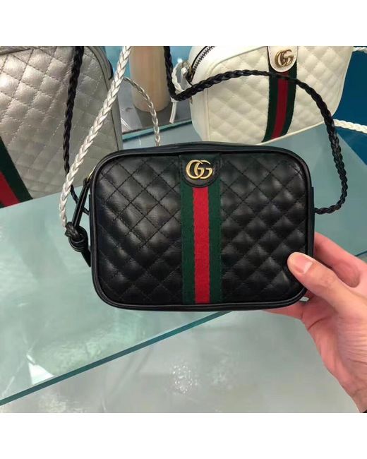 Gucci Black Logo Quilted Shoulder Bag