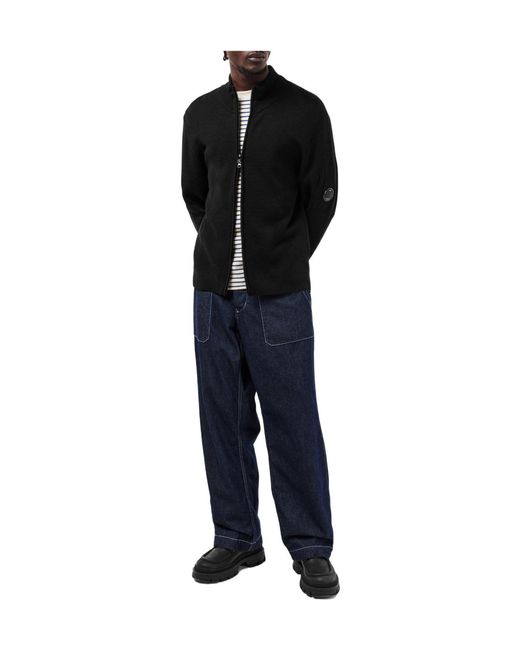 C P Company Black Mock-Neck Knit Jacket for men