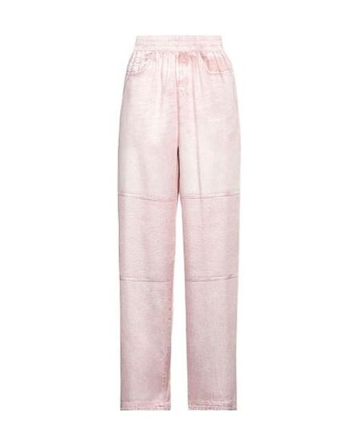 DIESEL Pink Solid Satin Long Pants
