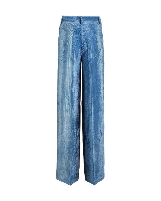 Forte_forte Blue Degrade Denim Velvet Wide-Leg Pants