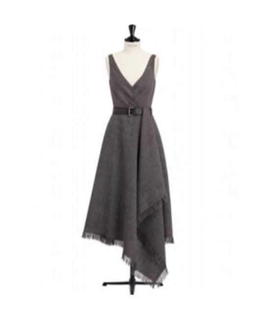 Dior Multicolor Christian V-Neck Belted Fringed Edge Dress