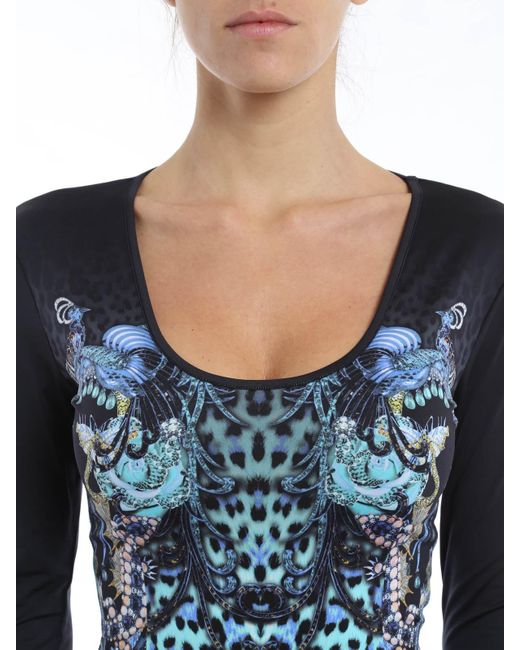 Just Cavalli Blue Animal Print Tight Dress
