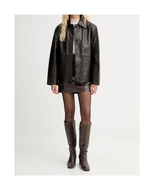 Rag & Bone Black Long-Sleeved Leather Jacket