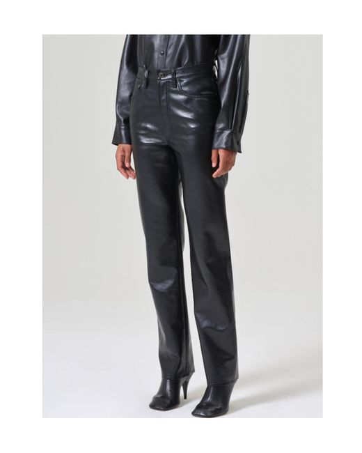 Agolde Black '90S Pinch Waist Straight Leg Trousers