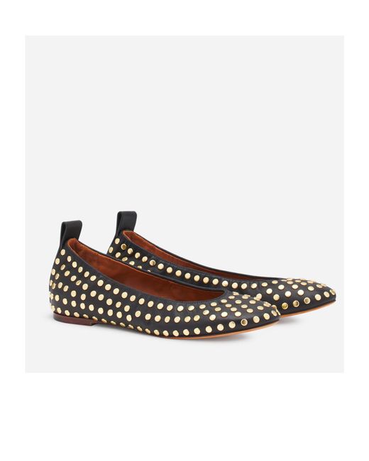 Lanvin Brown Embellished Ballerina Flats