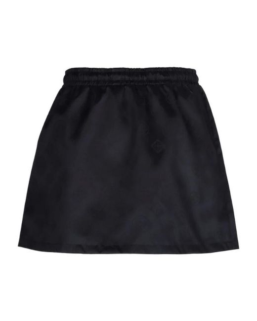 Casablanca Black All-Over Patterned Drawstring Mini Skirt