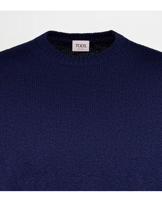 Tod's Blue Crew-Neck Knitted Sweater for men