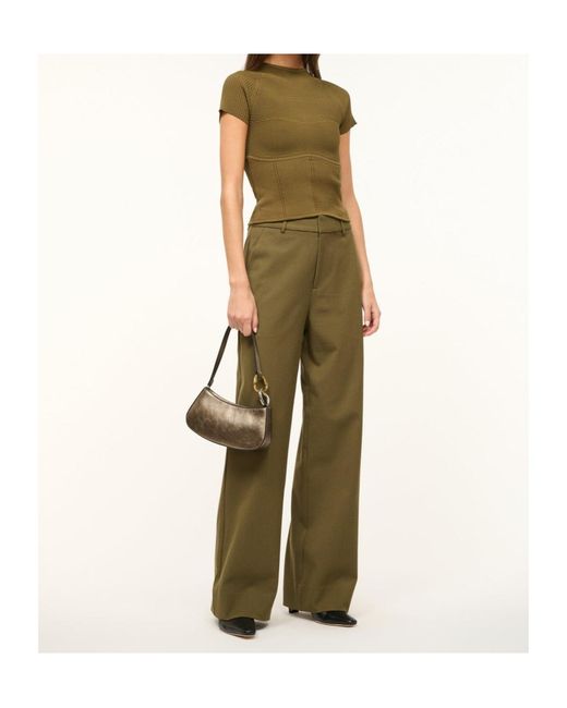 Staud Green Belt-Loop Casual Pants