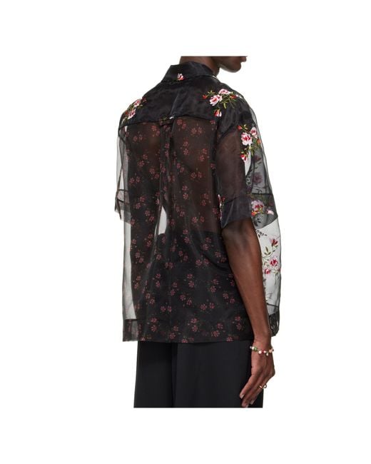Simone Rocha Black Sheer Patchwork Loose Shirt for men