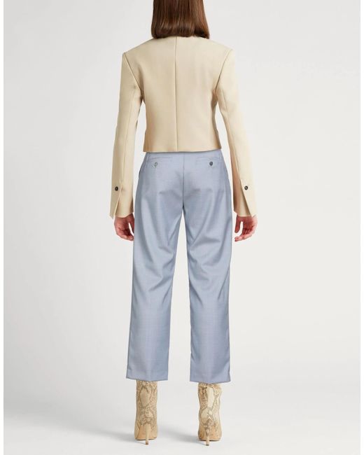 Max Mara Blue Houndstooth Straight-Leg Casual Pants