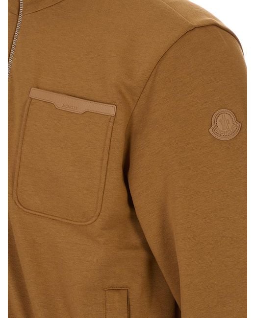 Moncler Brown Zip-Up Pocket Sweatshirt for men
