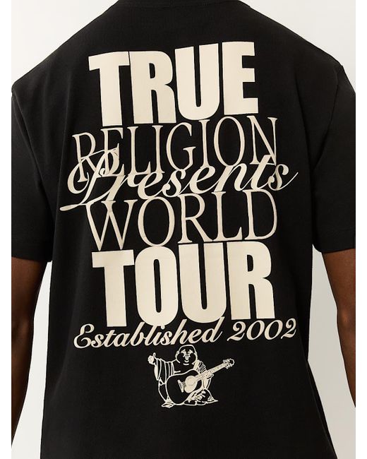 True Religion Black Mixed Font World Tour Tee for men