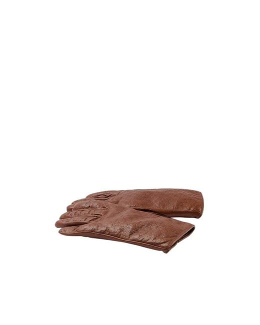 Gucci Brown Embossed Gg Leather Gloves for men