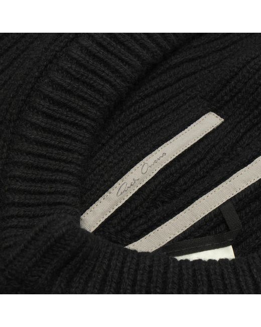 Rick Owens Black Ribbed-Knit Balaclava