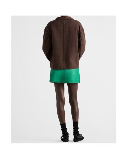 Prada Green A-Line Button Detailed Skirt