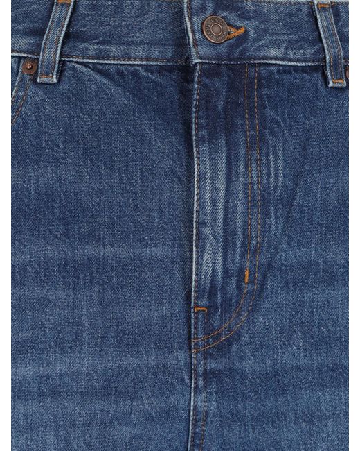 Chloé Blue Chloé Logo Patch Wide-Leg Jeans