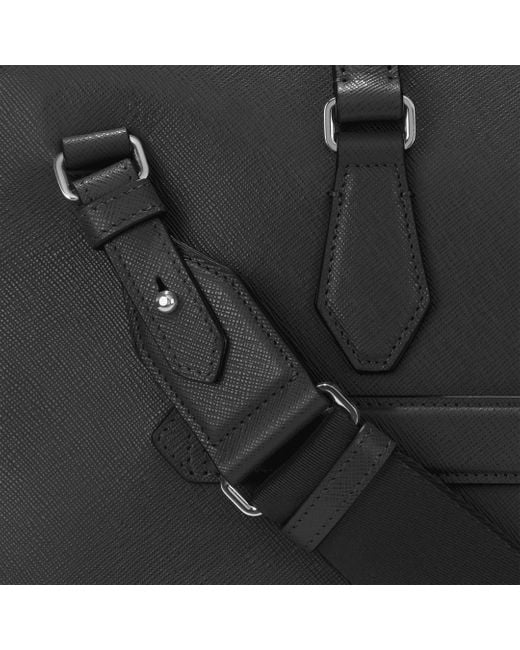 Montblanc Black Logo-Plaque Leather Laptop Bag for men