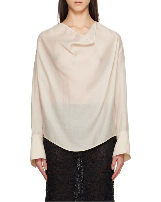Totême White Totême Draped Curved Hem Blouse