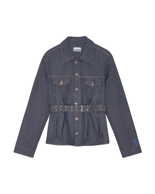 Ganni Blue Denim Short Jacket