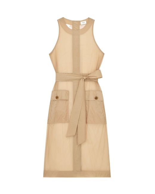 Saint Laurent Natural Button-Back Sleeveless Dress