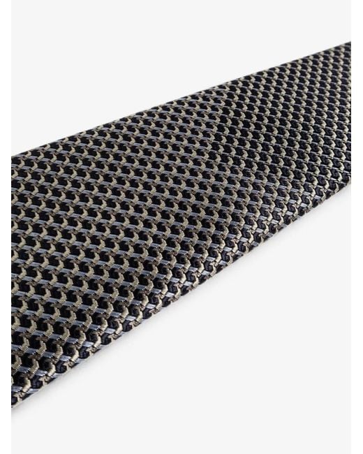 Brioni Gray Geometric Pattern Tie for men