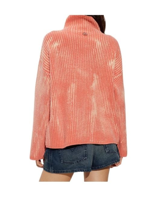 DIESEL Pink Amet Ribbed Turtleneck Knitted Sweater