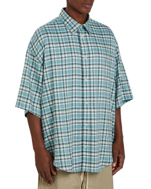 Acne Blue Checked Loose-Fitting Shirt for men