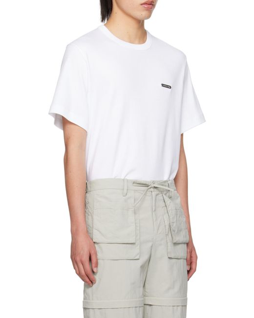 Helmut Lang White Logo Embroidered Crewneck T-Shirt for men