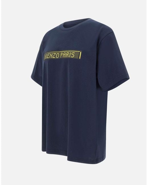 KENZO Blue Paris Logo Printed Crewneck T-Shirt for men