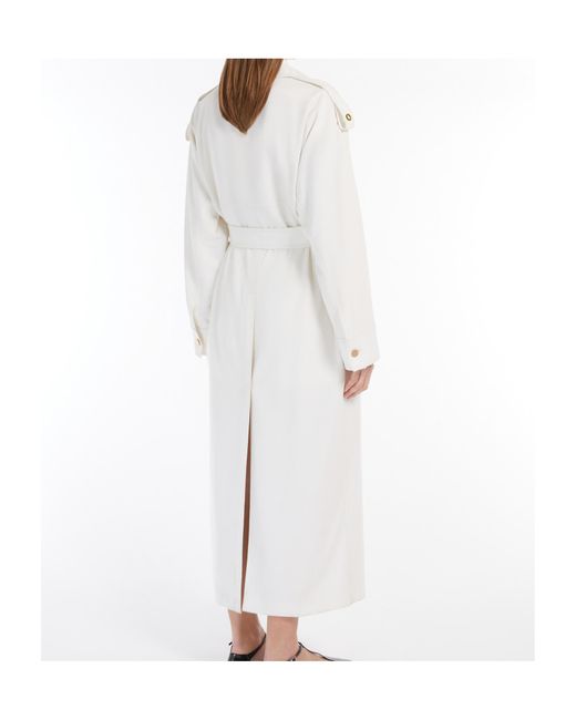 Max Mara White Double-Breasted Wool Trench Coat