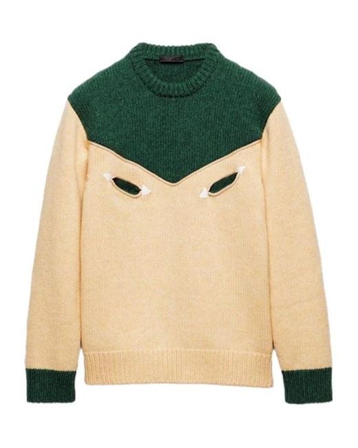Prada Green Oversized Shetland Wool Sweater for men