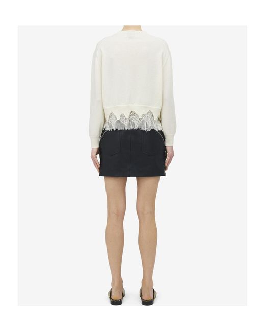 McQueen White Cobweb Lace Shrunken Cardigan